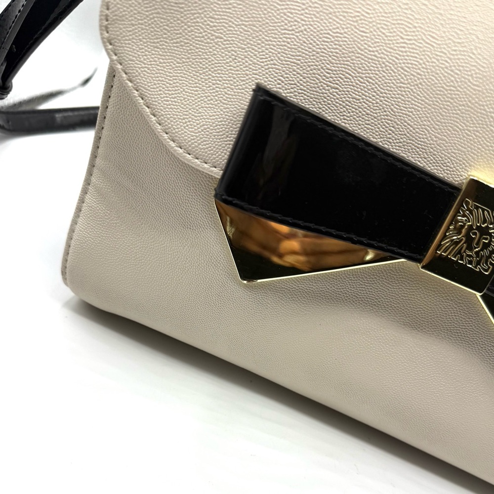 Anne Klein Cream and Black Satchel with Structured Design - Picture 2 of 7